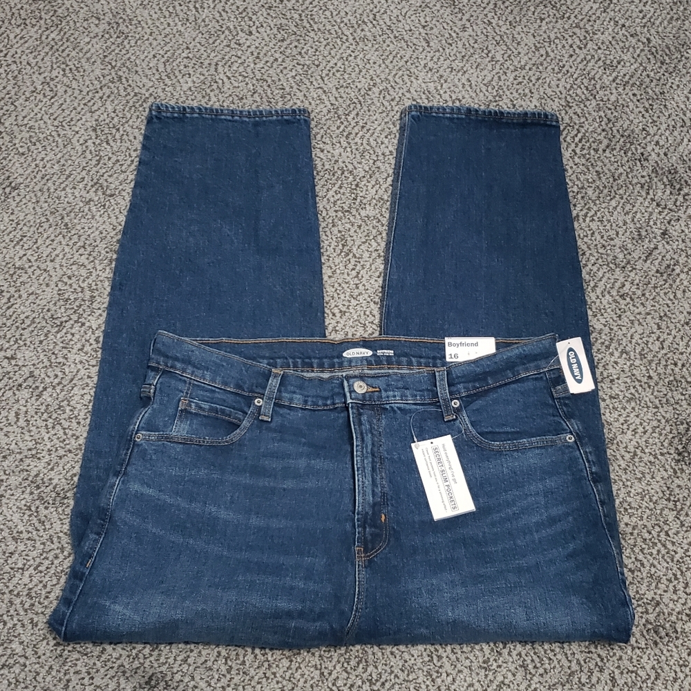 Womens Boyfriend Extra High Rise Straight Jeans - Size 16.